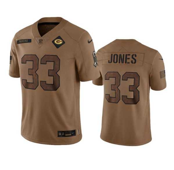 Men%27s Green Bay Packers #33 Aaron Jones Brown 2023 Salute To Service Limited Jersey->philadelphia eagles->NFL Jersey